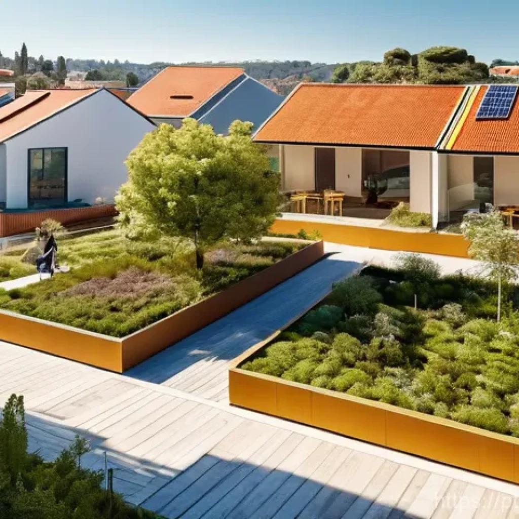 환경 친화적인 집단 거주 솔루션 - **Prompt 1: Vibrant Eco-Neighborhood Life in Portugal**
"A wide-angle shot of a lively, modern e...