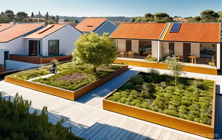 환경 친화적인 집단 거주 솔루션 - **Prompt 1: Vibrant Eco-Neighborhood Life in Portugal**
"A wide-angle shot of a lively, modern e...