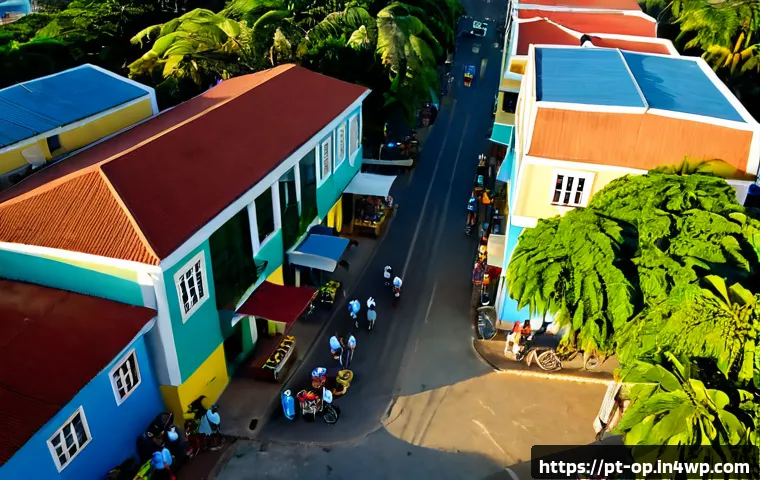 집단 거주와 지역 경제 발전 - Photorealistic aerial view of a vibrant Brazilian cooperative housing neighborhood at golden morning...